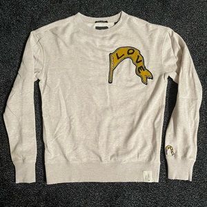 Scotch & Soda Cream Love Flag Patch Crewneck Sweater Pullover
